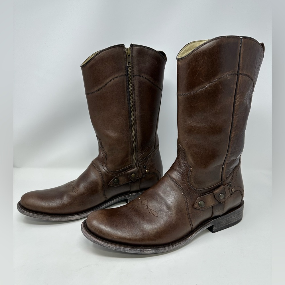 Corral‎ Western Boots Leather Strap Zip Closure Brown G1404 Men's Size 9.5